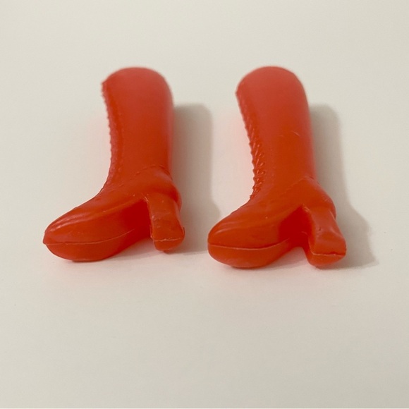 Vintage Barbie Mod Era Gogo Faux Lace Up Red boots 1 Pair Hong Kong - Picture 11 of 15
